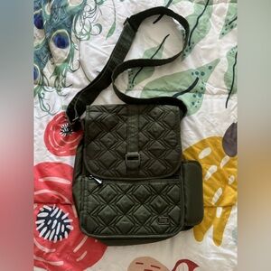 Lug Quilted Forest Green “Moped” Bag in EUC